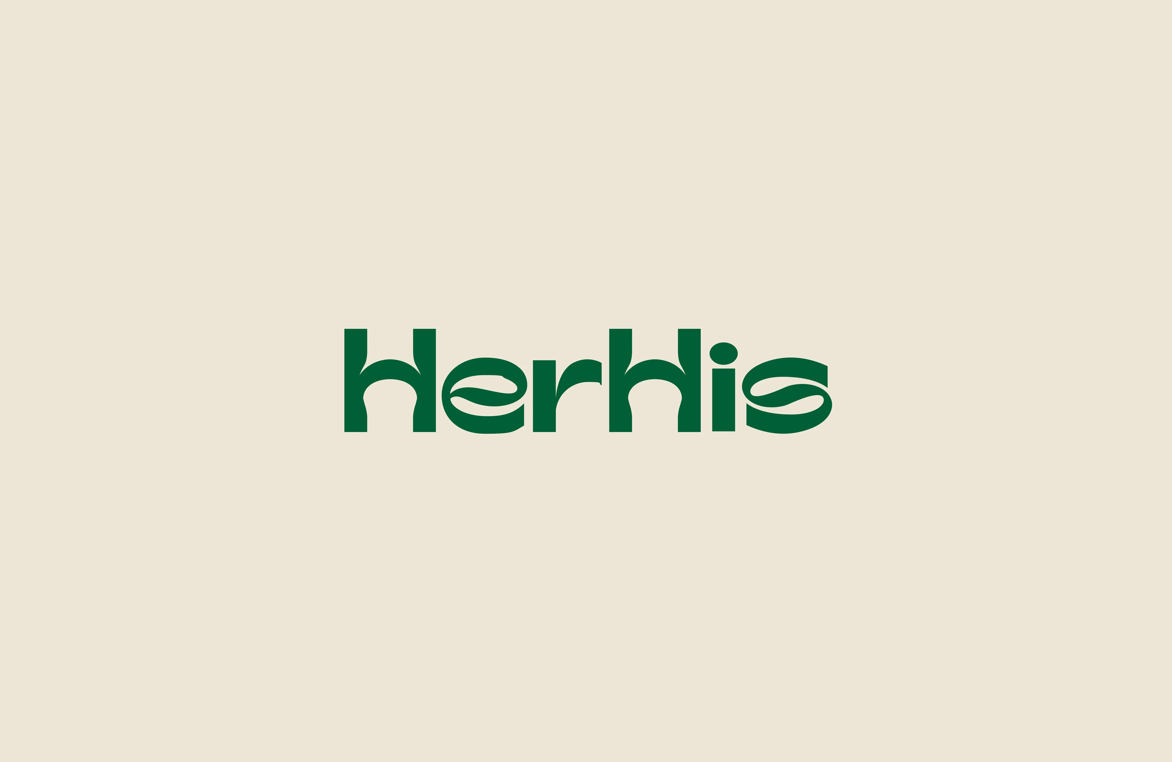 Logotype, deep green on cream
