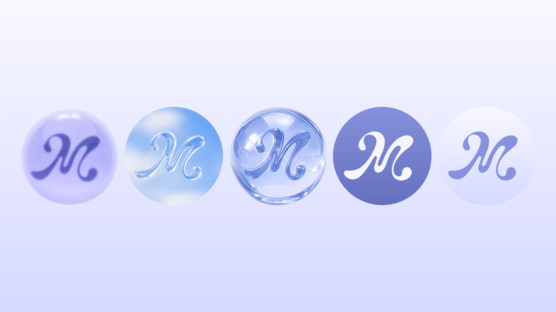 Profile system. One M, five materials: matte, sky, glass, solid, and pale, so each channel can pick its own temperature without leaving the brand.